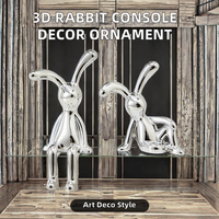 1 pièce Lapin à longues oreilles 3D, Ornement DIY en résine à motif animal, Décoration de console centrale, Placage Art Déco pour l'ameublement