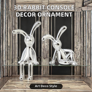 1 pz Coniglio dalle orecchie lunghe 3D, ornamento fai da te in resina con motivo animale, decorazione per console centrale, stile Art Déco, placcatura a caldo per <span class=keywords><strong>arredamento</strong></span> <span class=keywords><strong>casa</strong></span> - Product Image 2