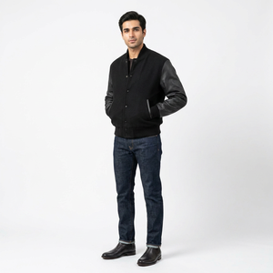 Custom Made <b>Long</b> Sleeve Baseball <b>Jacket</b> Professional Unique Style Design for Winter Season Directly Manufactured Stand Collar - Product Image 1