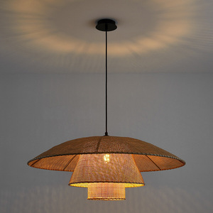 Wabi Sabi Style Rattan Chandelier Round E27 Led <b>Light</b> Source For Tea Room <b>Dining</b> Hotel Guesthouse Decoration - Product Image 1