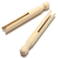 Pinces à linge en bois à tête ronde personnalisées OEM ODM, en bouleau naturel non peint, pour artisanat de poupées