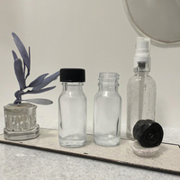 Botol kaca Boston bening 15ml 0.5oz dengan tutup sekrup layar wadah Makeup kosmetik cetak