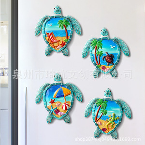 Imanes de resina con temática del océano para nevera, 4 unidades, diseño costero en forma de corazón, pegatinas magnéticas de animales para decoración del hogar - Product Image 3
