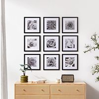 Cadre Photo Carré 12x12 de Galerie Murale Décorative en Bois MDF avec Passe-Partout 8x8 pour Maison