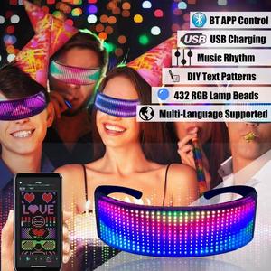 Vente chaude <span class=keywords><strong>LED</strong></span> Lunettes Light-Up EL Wire Neon Rave Glowing Scary Shades pour Halloween Party Masques - Product Image 3