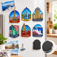 Aimant de réfrigérateur souvenir de ville avec motif de monument imprimé pour cadeaux touristiques, vente au détail, musées, boutiques et programmes événementiels