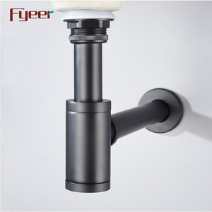 Fyeer ottone nero trappola per bottiglie <span class=keywords><strong>sifone</strong></span> scolapiatti P-Trap bagno lavello in rame lavello per lavabo - Product Image 2