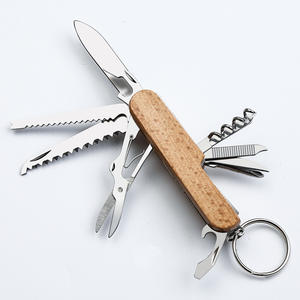 Coltellino Svizzero Multifunzione 11 in 1 con Manico in Legno e Acciaio Inox, Apribottiglie, <span class=keywords><strong>Bussola</strong></span>, Coltello Pieghevole e Portachiavi - Product Image 3
