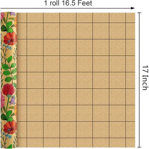 Kraft Floral Wrapping <b>Paper</b> <b>Roll</b> 17 Inch X 16.5 Feet Red Flower Pattern Vintage Gift <b>Wrap</b> - Product Image 4