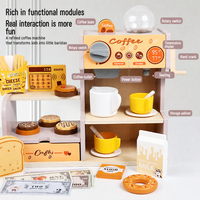Ensemble de jeu de café en bois pour enfants avec caisse enregistreuse et accessoires alimentaires, jouet de jeu de rôle pour la maison, la maternelle et la salle de classe