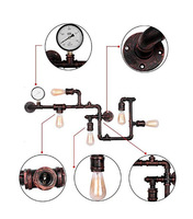 Lampes suspendues design 5 têtes style steampunk lampe rétro pipe à eau décoration d'ambiance