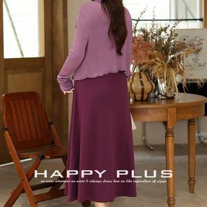 Robe fourreau ajustée à col carré violet Happy Plus, en jersey, couleur unie, grande taille pour femme N8940 - Product Image 4