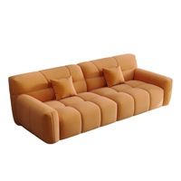 Canapé droit de petite taille en tissu doublé pour salon mobilier d'appartement et de bureau Ensemble de canapés en velours de haute qualité