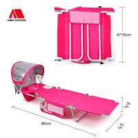 Chaise longue pliante multifonctionnelle pour la plage et la piscine avec trou pour le visage et auvent réglable