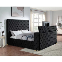 PZCN HOME DongGuan Möbelfabrik Maßgefertigtes 2023 Luxus-Smart-Bett mit Kamin und TV-Halterung im Fußteil und TV-Ständer