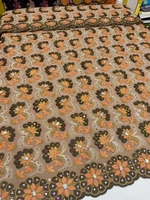 Nouvelle dentelle en voile de coton suisse brodée de strass, motif floral ajouré, dentelle guipure, tissu de dentelle, 2025