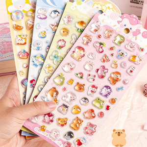 Stiker Hadiah Timbul 3D Stereoskopik Kartun Solid, Stiker Peri Dekoratif DIY Hewan yang Menyenangkan - Product Image 1