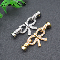 Conception exquise, sans Nickel, antirouille, couleur or argent, pavé CZ, grande taille, nœud papillon, fermoirs de Bracelet pour la fabrication de bijoux