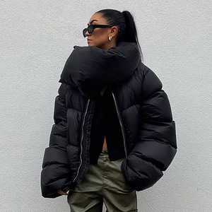 <span class=keywords><strong>2022</strong></span> filles <span class=keywords><strong>femme</strong></span> dame <span class=keywords><strong>femme</strong></span> automne hiver coton rembourré vers le bas grande taille vêtements d'extérieur haut fermeture éclair bouffant veste manteau pour dames femmes - Product Image 2