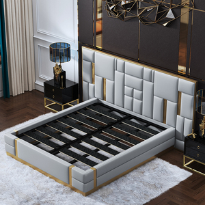 Mobili di lusso <span class=keywords><strong>letto</strong></span> King Size per camera da <span class=keywords><strong>letto</strong></span> testiera in pelle stile francese <span class=keywords><strong>letto</strong></span> matrimoniale - Product Image 4