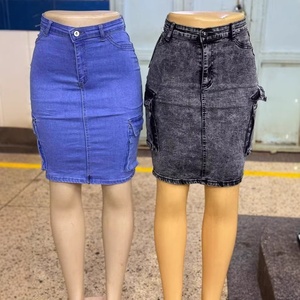 Nouvelle <span class=keywords><strong>jupe</strong></span> cargo midi décontractée <span class=keywords><strong>en</strong></span> <span class=keywords><strong>jean</strong></span> taille haute pour femme, infroissable et à séchage rapide, collection printemps, vente <span class=keywords><strong>en</strong></span> gros - Product Image 4