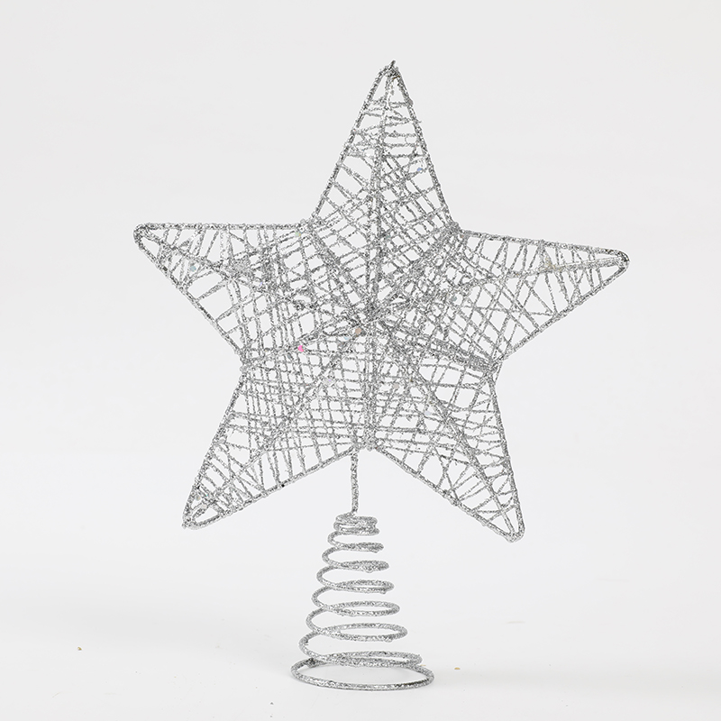 Silver iron hollow tree top star 15*20cm