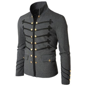 Chaqueta de hombre Saint Vida bordada de doble botonadura, color liso, manga larga, disfraz para actuaciones escénicas, tops de algodón para adulto - Product Image 3