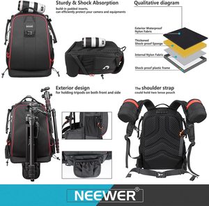 Sac à dos pour appareil photo <span class=keywords><strong>Neewer</strong></span> Pro, étanche, antichoc, rembourré et réglable, avec cadenas antivol pour reflex numérique - Product Image 6