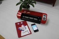 YS380 - Mini Plotter de Corte de Escritorio Rojo de 300 mm, Cortador de Vinilo A4 con Motor Paso a Paso, Interfaz USB+Tarjeta SD, Corte Ilimitado