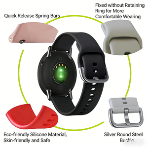 Bracelets de montre en silicone de 20 mm et 22 mm compatibles avec la montre Samsung Galaxy, bracelet de remplacement sport souple avec boucles à ardillon colorées - Product Image 3