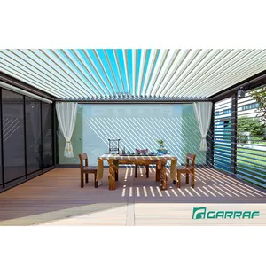 Casa ecológica bioclimática motorizada pátio pergola terraço com portas deslizantes de vidro ao ar livre de alumínio à prova d' água pátio pergola