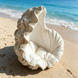 Poltrona a Forma di Conchiglia Gigante, Design Artistico di Lusso, Lettino a Forma di Conchiglia Marina, Arredamento per Soggiorno, Hotel, Matrimoni ed Eventi - Product Image 2