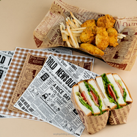 Papier d'emballage alimentaire absorbant et résistant à l'huile avec logo personnalisé imprimé pour les hamburgers, les frites, la cuisson, le barbecue, les collations, les cafés, les magasins d'alimentation
