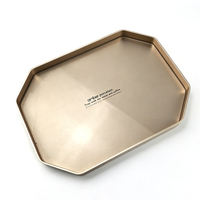 Plateau de service octogonal personnalisé en aluminium, finition dorée anodisée, plateau en métal pour la décoration de table, le rangement des aliments et du café