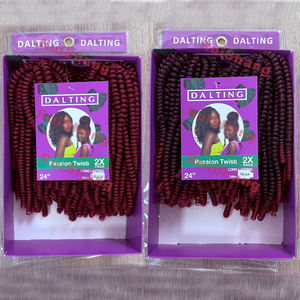 Extensions de <span class=keywords><strong>cheveux</strong></span> synthétiques ombrées pré-tressées de 24 pouces, lot de 2, en promotion, style Fluffy Passion Twist, Bomb Twist, Spring Twist, vente directe d'usine - Product Image 2