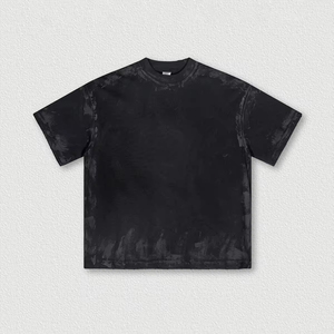 T-shirt unisexe vintage teint à la boue, coton épais 305 g/m², grande taille, coupe oversize, imprimé délavé pour homme - Product Image 1