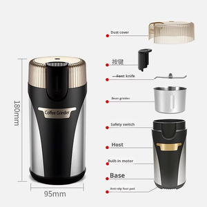 เครื่องบดเมล็ดกาแฟอัตโนมัติ ตัวเครื่องทำจากสแตนเลส 304 น้ำหนักเบา พกพาสะดวก สำหรับใช้ในครัวเรือนขนาดเล็ก ตัวเครื่องทำจากพลาสติก - Product Image 3