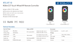Telecomando RF LED RT10 Wireless 2.4G a 4 Zone con Touch Wheel per Controllo RGB CCT e <span class=keywords><strong>Dimmer</strong></span> per Strisce LED - Product Image 6