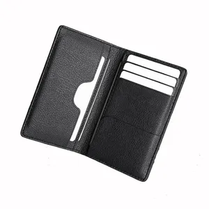 Newest Wholesale Elegant Bi-fold Personalized Custom Logo Card Cash Slim Leather Card Holder Wallets For Men