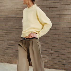 Pull-over col rond uni pour femme, manches longues, surdimensionné, en tricot épais et doux, décontracté, pour l'hiver - Product Image 4