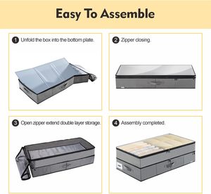 70L Rectangle Foldable Extensible Closed <b>Clothes</b> Large Under Bed <b>Storage</b> Organizer Double Layer Underbed <b>Storage</b> Bins - Product Image 4