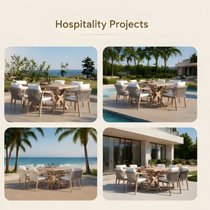 Hotel <strong>Outdoor</strong> Standard Patio Rope Weaving Teak <strong>Wood</strong> Garden <strong>Table</strong> <strong>Outdoor</strong> Furniture Dining <strong>Table</strong> and Chair Set - Product Image 2