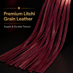 Fouet en cuir grainé litchi bordeaux, stock USA, livraison 3-7 jours, fouet premium à neuf queues avec clous en laiton pour l'entraînement - Product Image 2