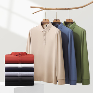<span class=keywords><strong>Camicia</strong></span> con Base a maniche lunghe in tinta unita Business Casual di nuovo stile con POLO con collo plissettato di fascia alta - Product Image 1