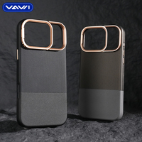 Étui en cuir uni VAWI L164 avec motif diamant et support d'objectif pour iPhone 13 14 15 16 17 Pro Max, coque magnétique