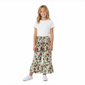 Pantalon évasé pour filles Longlv, imprimé animal, tricoté en spandex/polyester, respirant, style chinois, décontracté, longueur cheville - Product Image 4