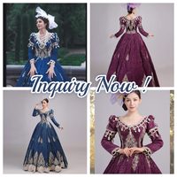 Robe longue formelle pour enfants, style médiéval et Renaissance, avec broderie royale, manches longues, sur mesure, vente en gros