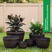 Pot de fleurs rustique en plastique - Durable et léger pour une utilisation intérieure/extérieure à la maison et au jardin