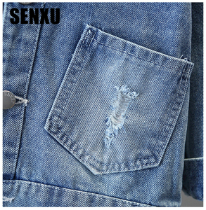 Veste en jean unie décontractée avec nœud papillon pour <span class=keywords><strong>fille</strong></span>, coton écologique d'automne - Product Image 3