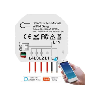 Mini WiFi DIY 4 Uma Gangue de 1/2 Vias Interruptor de Luz Inteligente Módulo Vida Inteligente/Tuya App Controle Remoto Sem Fio, Compatível com Amazon Alexa